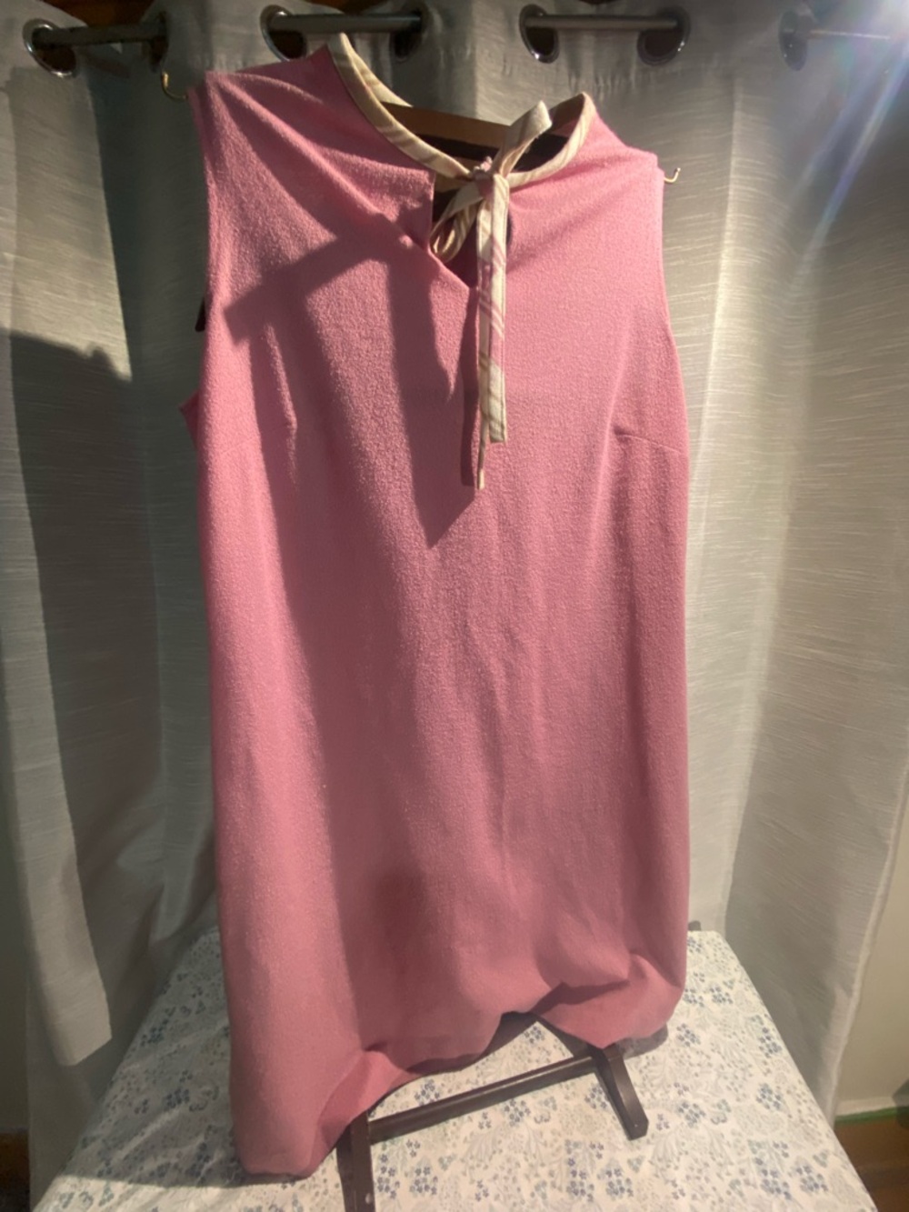 Tie-Neck Sleeveless Midi Dress in Pink